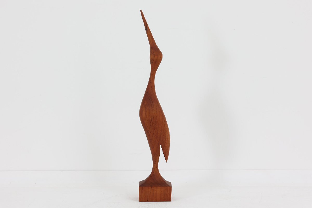 北欧ビンテージ雑貨 チーク材無垢材でできた小さな鳥のアートピース/オブジェ 高さ37cm■北欧雑貨 ビンテージ雑貨 アンティー■拍卖