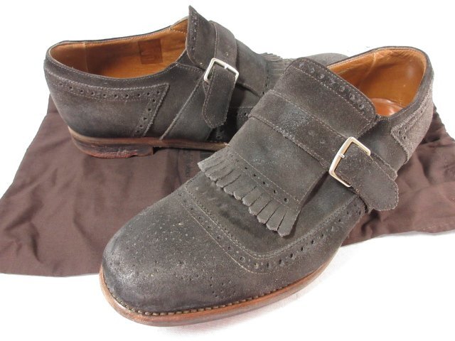 HH美品 【チャーチ Church’s】 SHANGHAI シャンガイ タッセルモンクストラップシューズ 靴 (メンズ) size25.5~26相当 濃茶 ◯30MZA6808◯拍卖