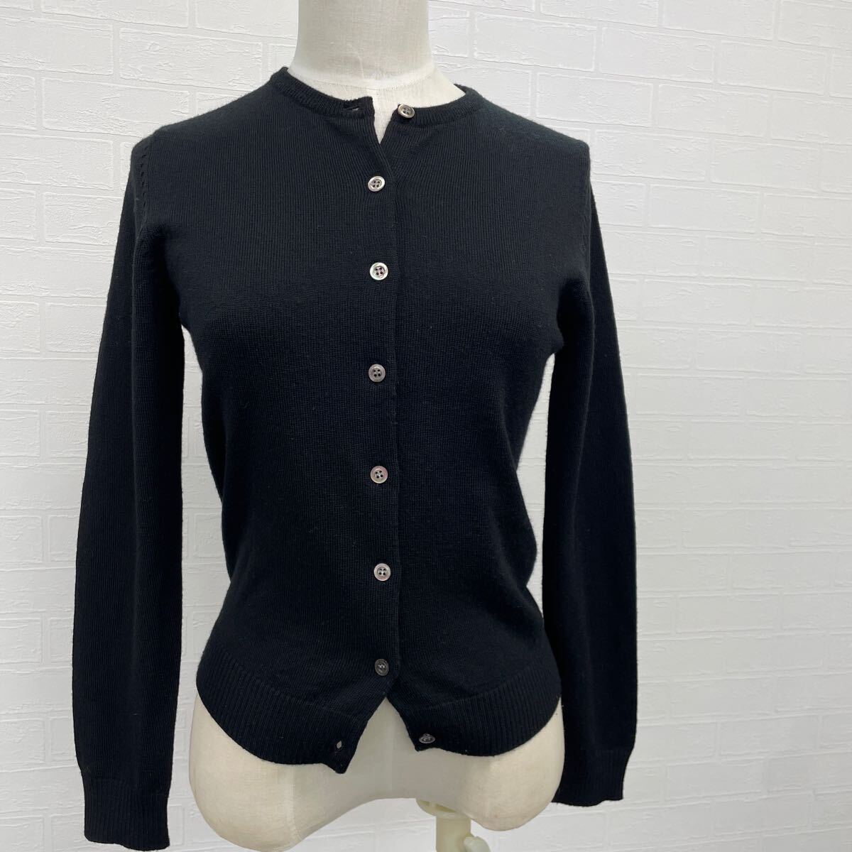 ヨークランド YORKLAND 上質 長袖 カーディガン ニット ウール 黒 ブラック セーター シンプルシック拍卖
