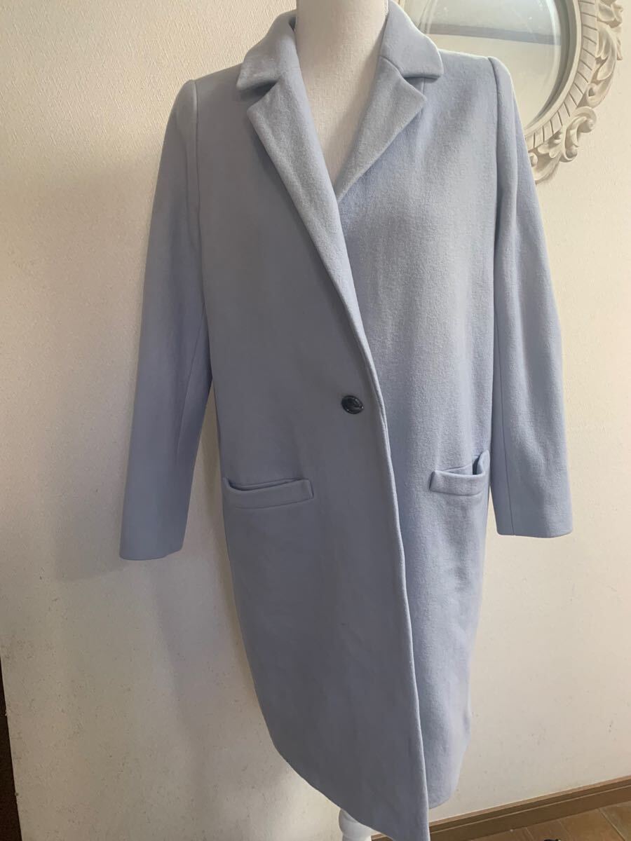 THEORY セオリー 淡いブルーグレー チェスターコート 小さめ ウール拍卖