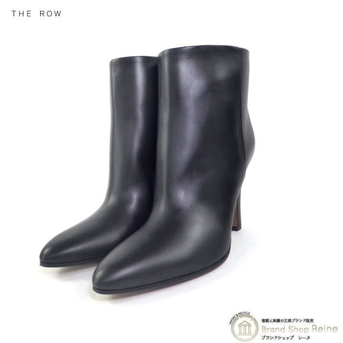 ザ・ロウ (The Row) Prudens レザー アンクルブーツ サイドジップ 靴 F1531 ブラック #39(新品)拍卖