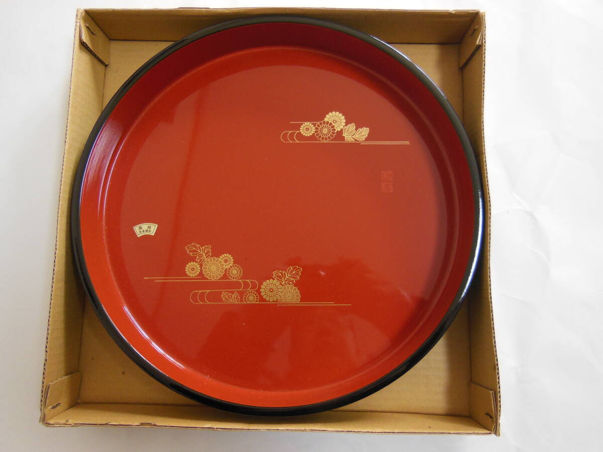 未使用品 特選 高級本金蒔絵漆器 丸盆 直径 30cm 箱付 送料無料拍卖