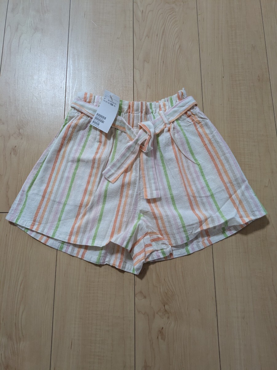 新品タグ付きH&Mエイチアンドエム 134cm 8-9A ストライプショートパンツ カラフル拍卖