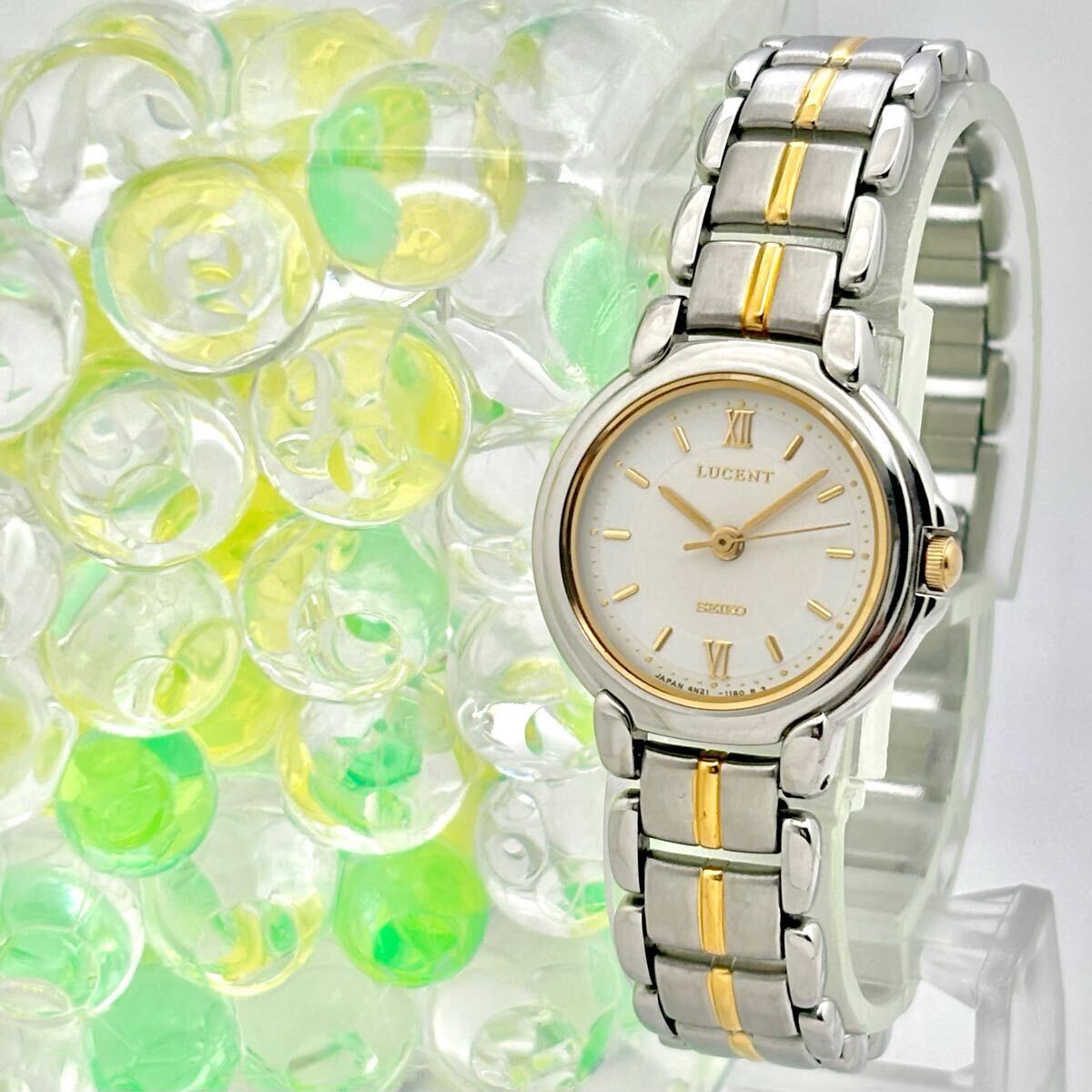 【外観美品/新品電池】 SEIKO セイコー LUCENT ルーセント ドレス レディース 腕時計 4N21-0610 230848拍卖