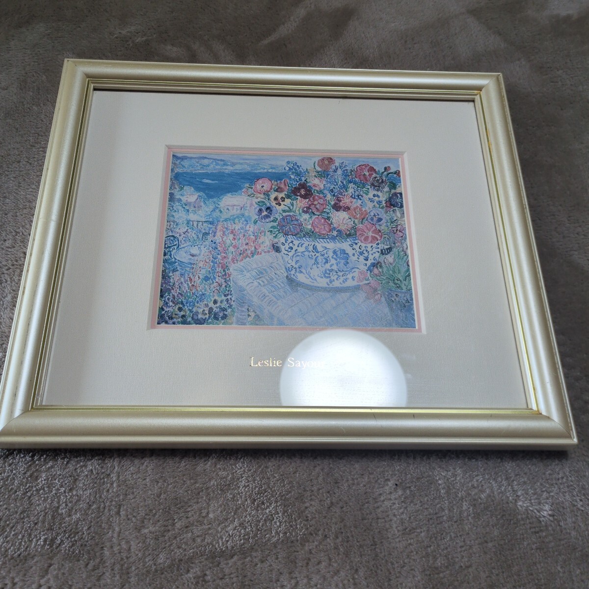 Leslie Sayour レスリーセイヤー シルクスクリーン 花 アート 絵画 版画 額装  インテリア拍卖