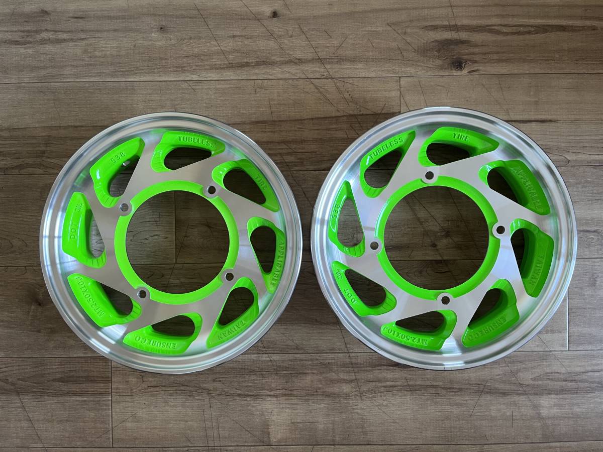 クレタク スパタク 当時物 8スポークアルミ手裏剣ホイール 蛍光緑 JOG DIO AF09 ジョグ ディオZX パッソル 2JA ペリカン タクト拍卖