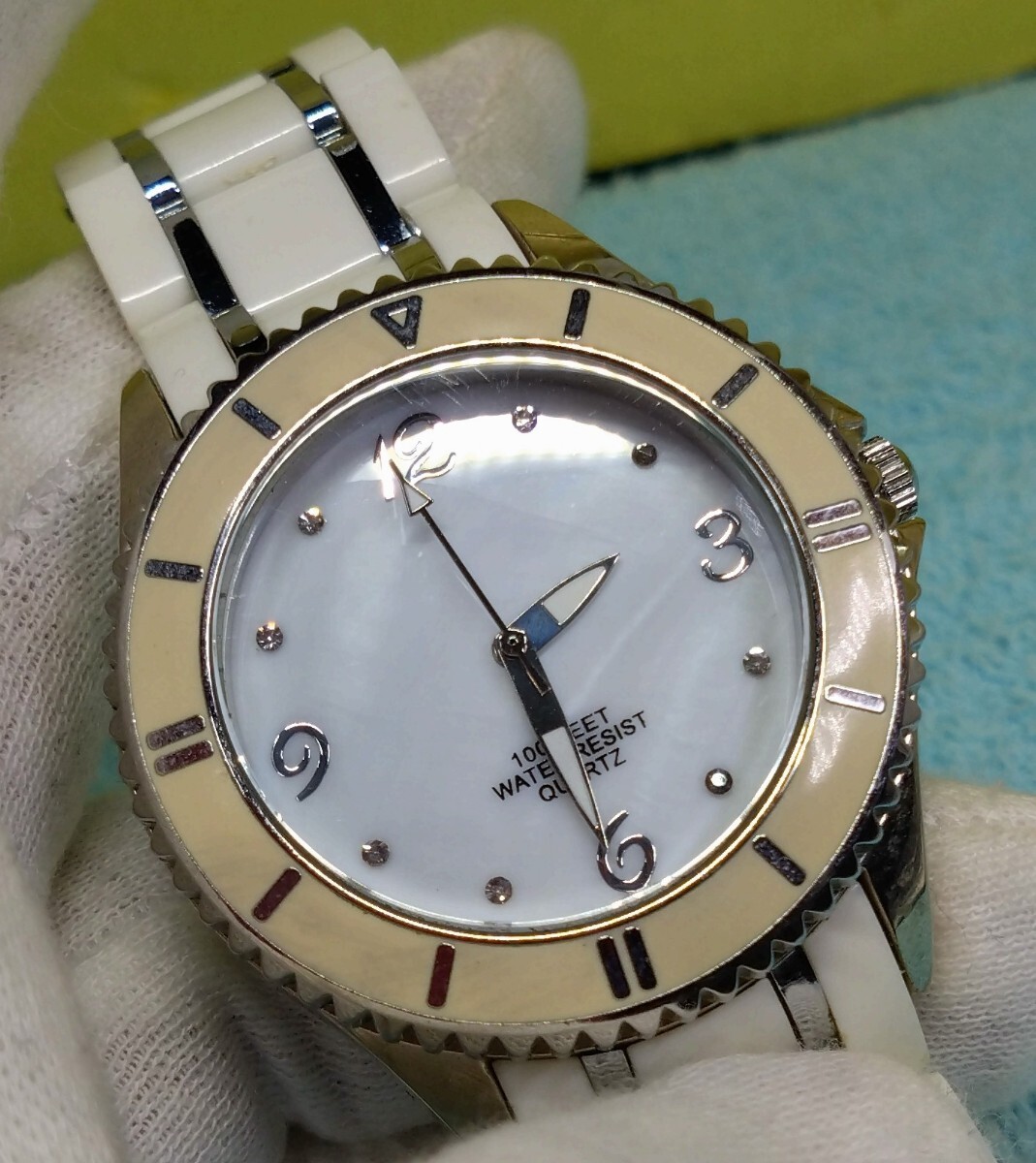 稼働品 メンズ レディース 腕時計 クォーツ ラウンド型 アナログ 3針 文字盤白 USED品拍卖