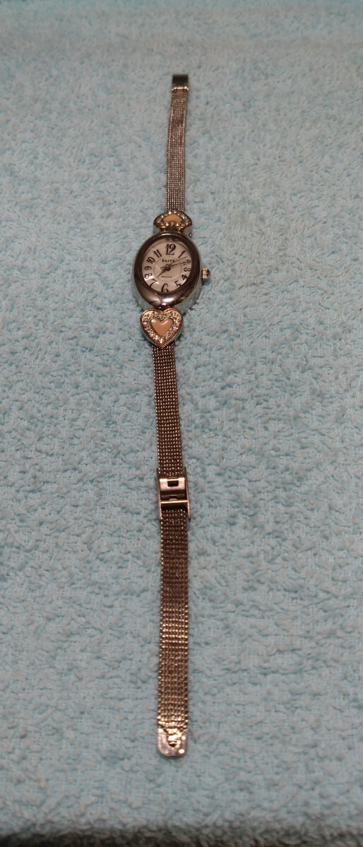 ELITE 稼働品 腕時計 レディース シェル柄 クウォーツ アナログ 3針 ベルト新品社外品交換済み USED品 拍卖