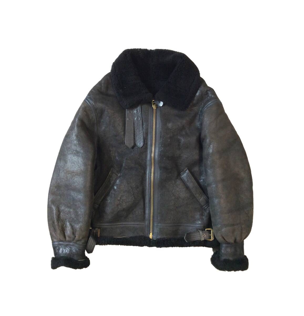 AVIREX アヴィレックス B-3 USA製 ムートン ラムレザー フライトジャケット 羊革 ジャケット コート 黒 ブラック メンズ 40 ヴィンテージ拍卖