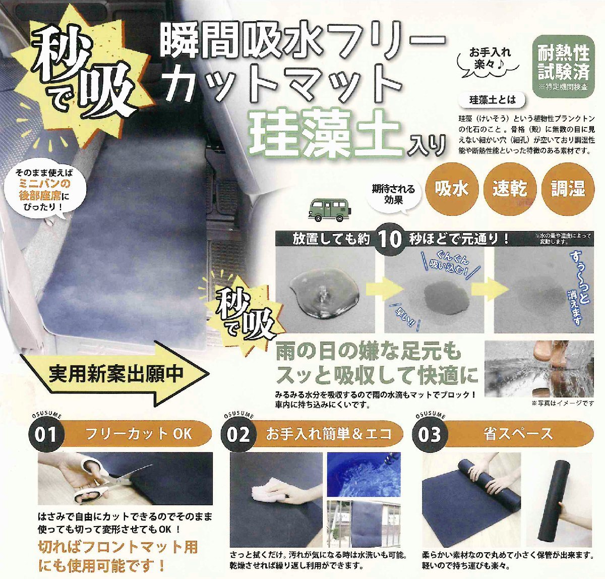 n_瞬間吸水フリーカットマット 珪藻土入り 秒で吸水 珪藻土マット 47×130cm 吸水 速乾 調湿 防水 防汚 フロアーマット拍卖