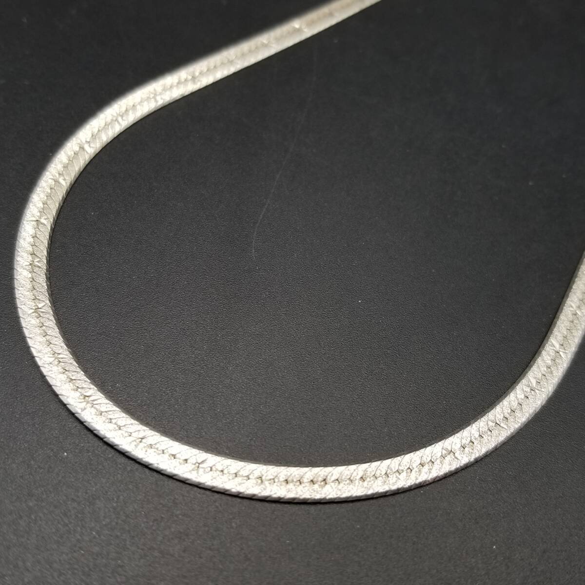 イタリア ヴィンテージ ヘリンボーンチェーン スターカット 925 シルバー ロング ネックレス 銀 細幅 リバーシブル Y21-P拍卖