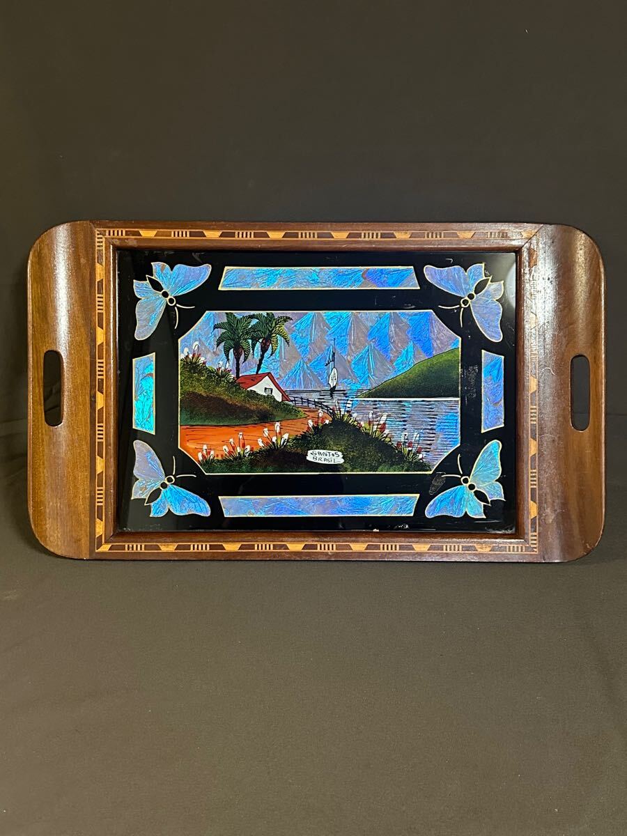 お盆 トレー SANTOS BRASIL ステンドグラス風 拍卖