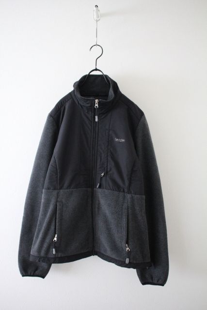 【Calvin Klein】カルバンクライン フリースジャケット グレー×ブラック (S) 古着  メンズ 拍卖
