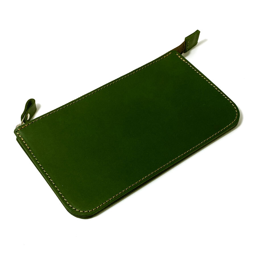 通帳ケース 通帳入れ 銀行通帳 革小物 ヌメ レザー 牛革 手作り ヌメ革 革 ステーショナリー グリーン拍卖