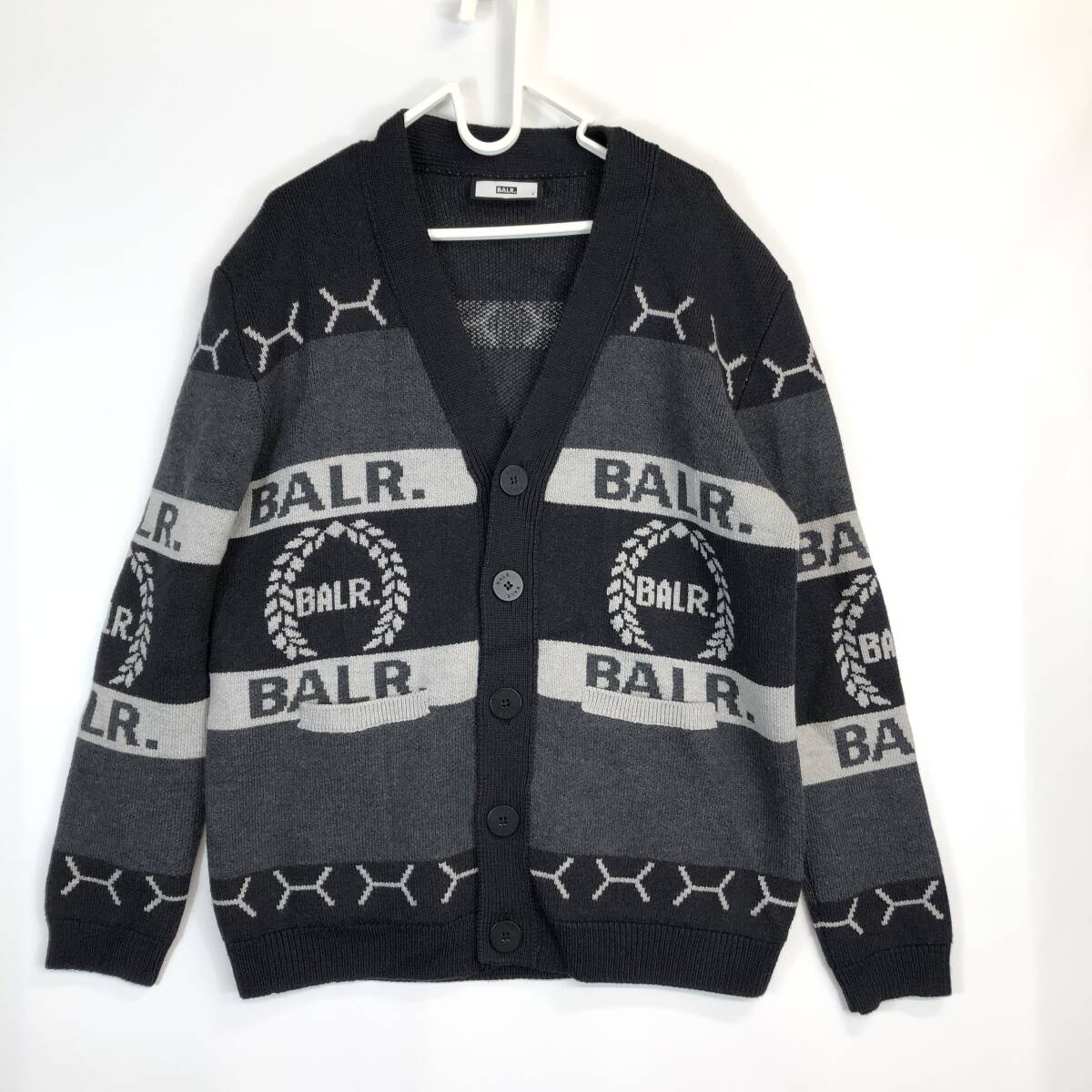 BALR. Jacquard cardigan knit ボーラー ジャガードカーディガン Sサイズ メリノウール拍卖