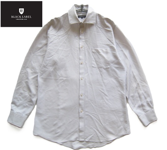 極上!!ブラックレーベル クレストブリッジ BLACK LABEL CRESTBRIDGE*ロゴ刺繍 胸ポケット付きポリエステルシャツ 41 L グレー 三陽商会拍卖