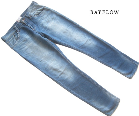 美品!!ベイフロー BAYFLOW*ロゴ革パッチ付き スウェット5ポケットインディゴデニムジーンズ・パンツ 29 実寸S 海上がりに着たい拍卖