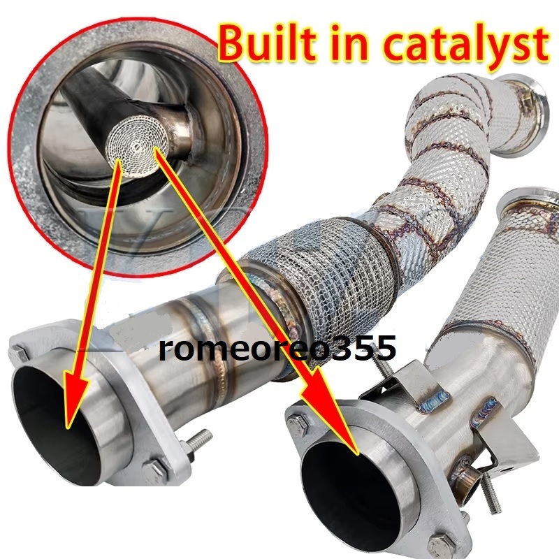 BMW M4 G82 S58 警告灯キャンセラー内臓 ヒートシールド巻き ステンレス クッション付き ダウンパイプ 2021~ S58B30A 直6 3Lツインターボ拍卖