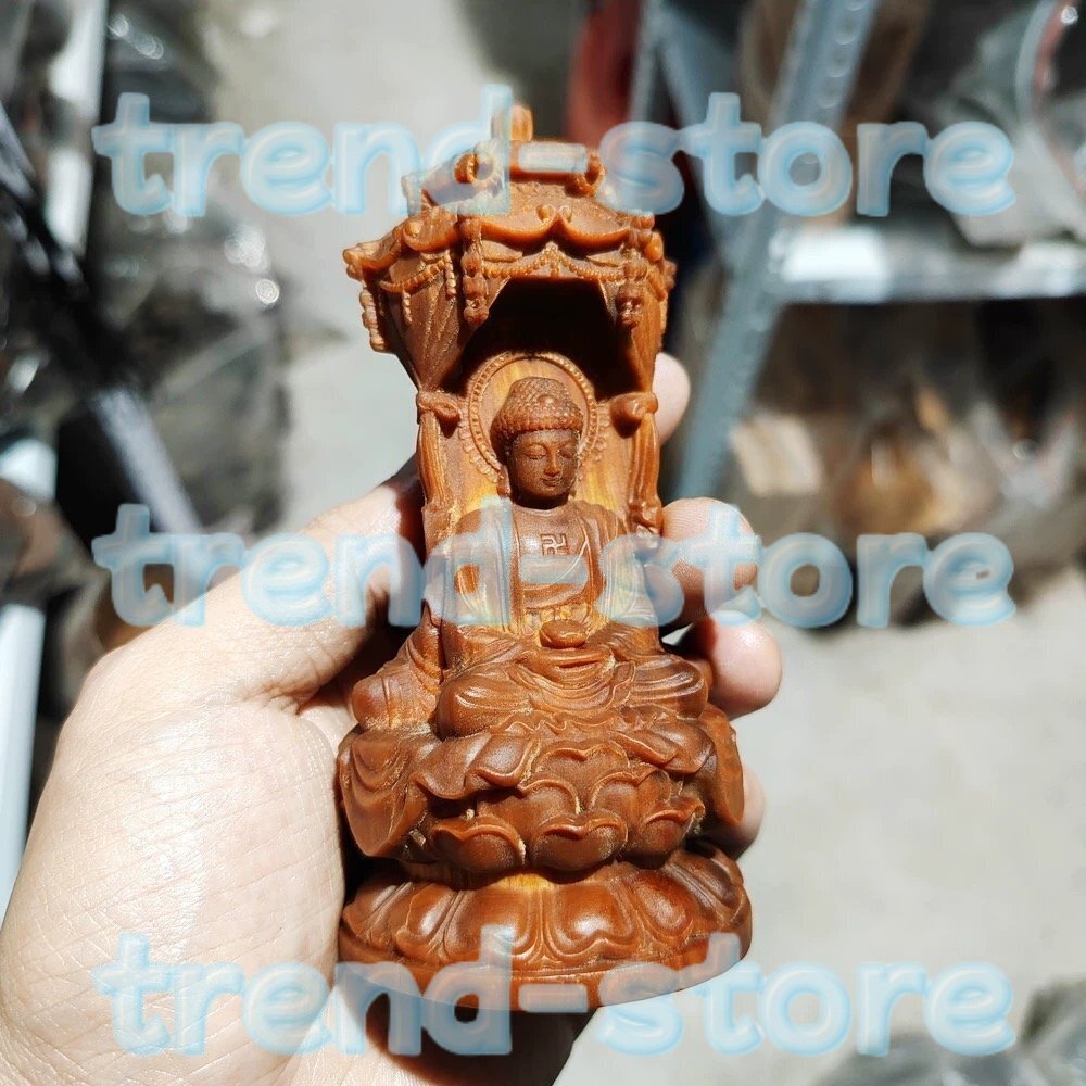 阿弥陀三尊座像 阿弥陀如来 観音菩薩 勢至菩薩 木彫 ツゲ 置物 仏教工芸品 拍卖