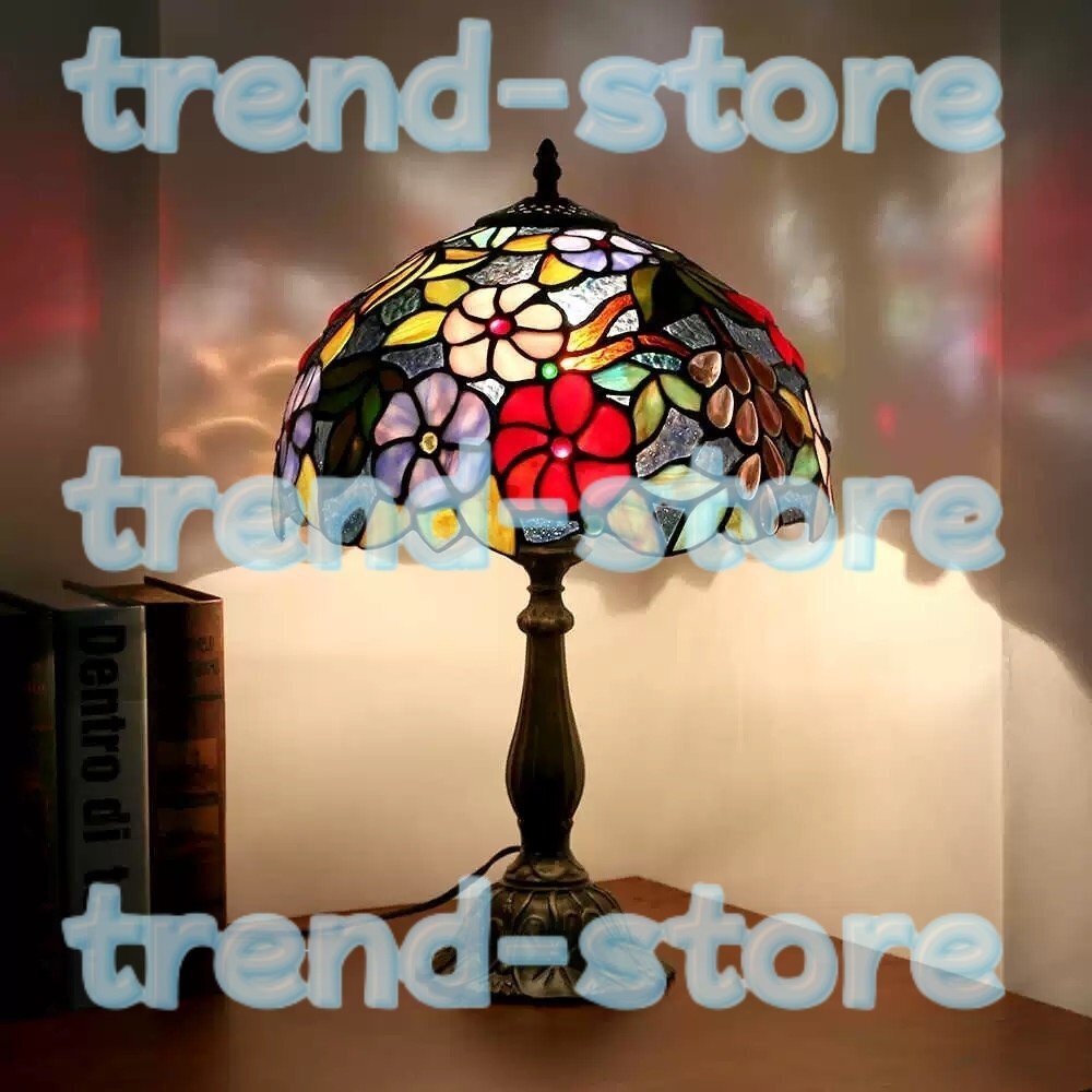 ステンドランプ ステンドグラス グレープ 花柄 照明 レトロな雰囲気 ティファニー技法 デスクライト室内装飾拍卖