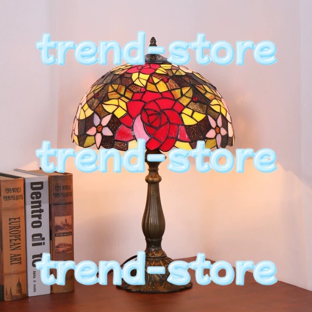 Roseテーブルスタンド ステンドランプ ステンドグラス 花柄 レトロな雰囲気ティファニー ランプ 照明 室内装飾拍卖