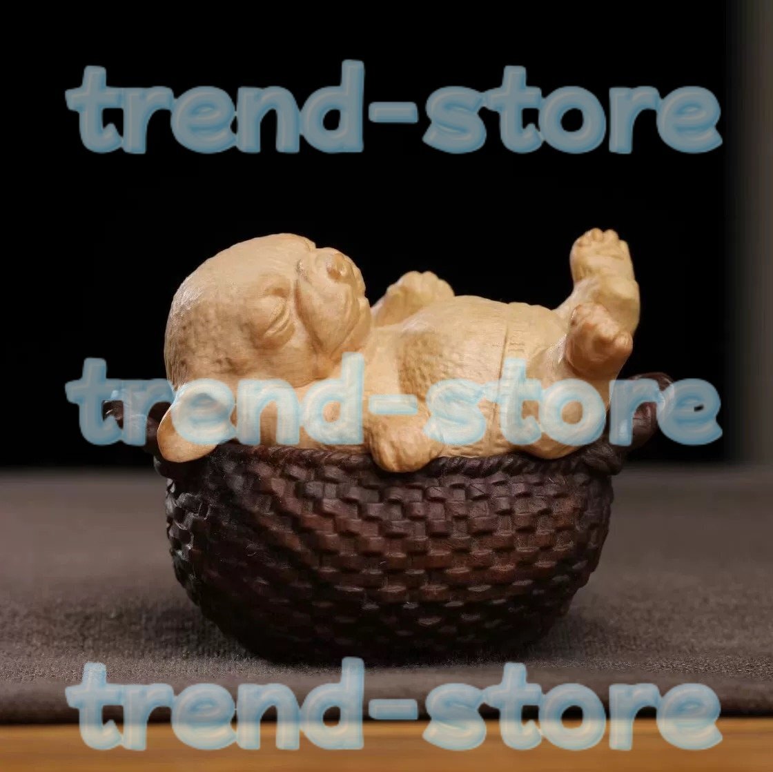 猫 置物 黄楊 繊細彫刻 木製 動物 工芸品拍卖