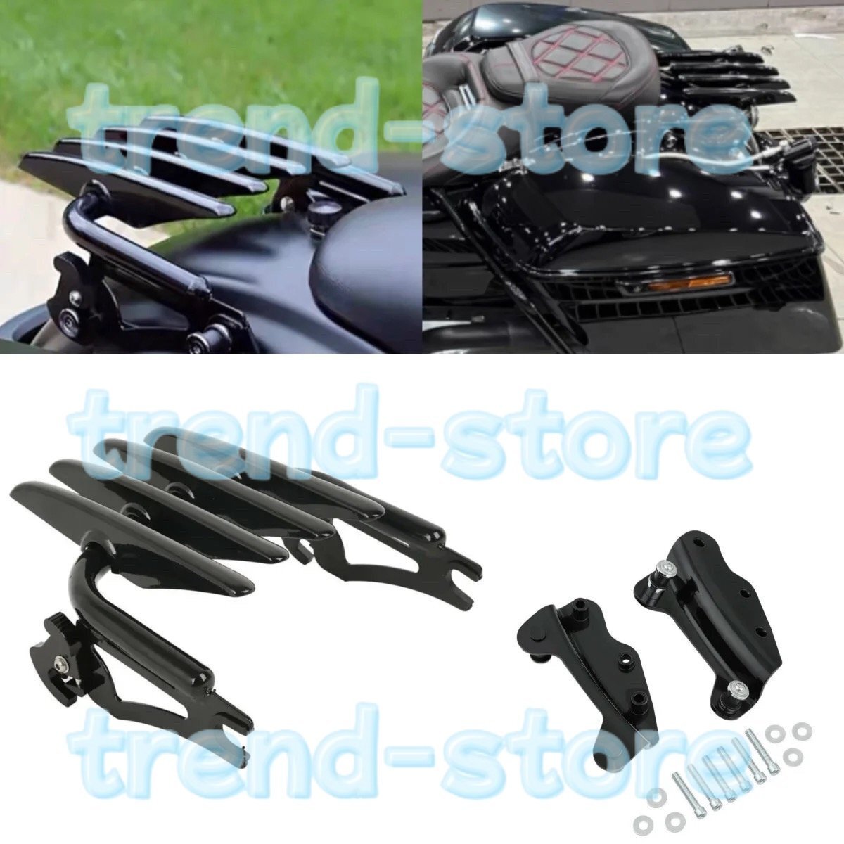 新品 ツーリング ステルス デタッチャブル ラゲッジラック ブラック fl ハーレー ストリートグライド ロードキング FLh FLT拍卖