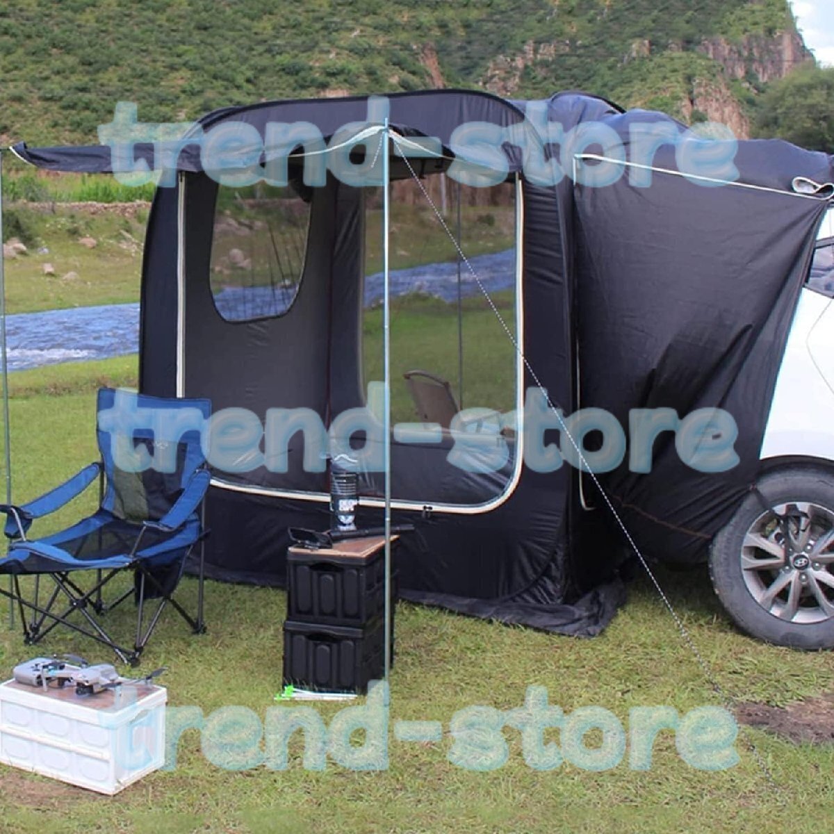 高品質 車中泊 サンシェード キャンプ用品 車用タープ カーテント テント 4シーズン アウトドア 組立簡単 持ち運び便利防水 ソロ 広い拍卖