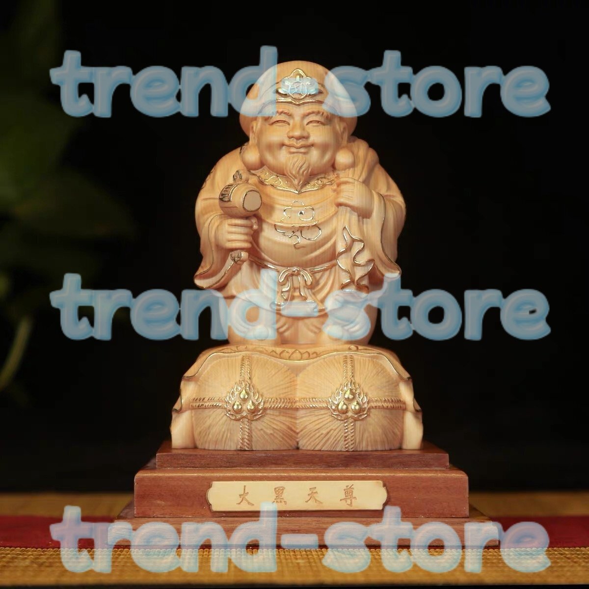 七福神 大黒天 大黒天尊 木彫 仏像 大黒天像 立像 極上品 手彫り拍卖