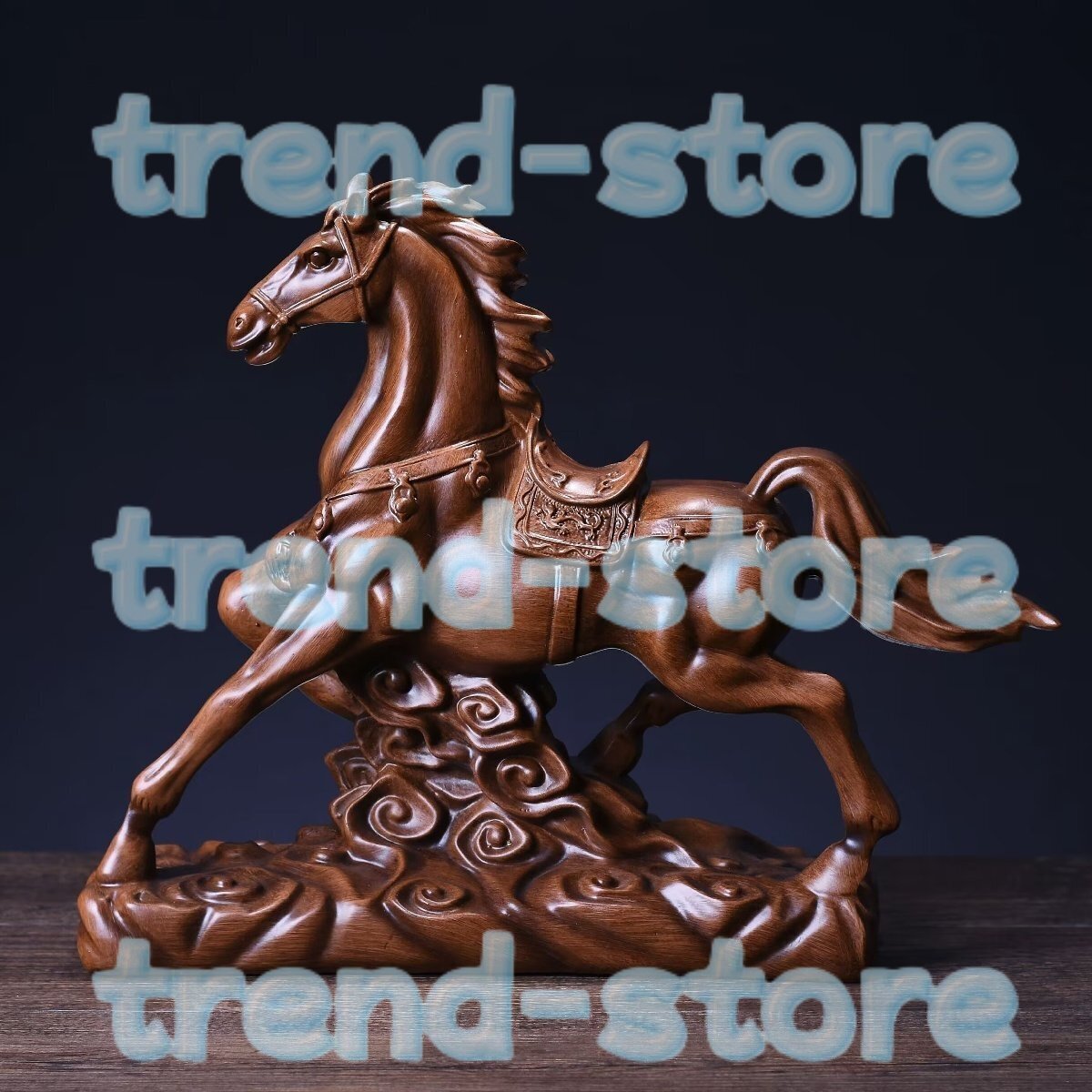 ☆極上品収蔵☆ 馬 木彫 古美術 うま・ウマ・干支午 置物 高15cm拍卖