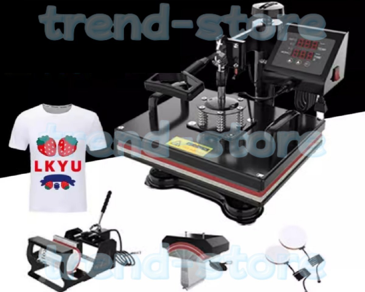 15x15インチ Pro 5 in 1 ヒートプレスマシンコンボ スイングアウェイ 熱転写プレス デジタル昇華 Tシャツ/マグカップ/キャップ拍卖