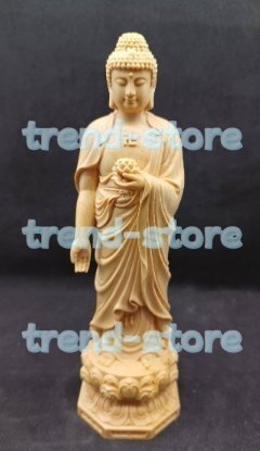 極上品 阿弥陀如来 立像 総檜材 仏教工芸品 木彫仏教 精密彫刻 仏師で仕上げ品 拍卖