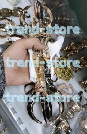 烏枢瑟摩金剛杵 五鈷杵 真鍮製磨き仕上げ 仏具 法具 30.5cm拍卖