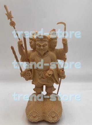 檜木 三面大黒天立像 仏教美術 木彫仏像 仏師で仕上げ品 精密細工拍卖