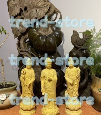 西方三聖 木彫り 仏像 仏教美術品 鎮宅辟邪 阿弥陀如来 観音菩薩 勢至菩薩拍卖