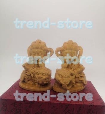 極上品 文殊 普賢 2点セット 文殊菩薩 普賢菩薩 精密細工 仏師で仕上げ品 木彫仏教 精密彫刻 文殊菩薩像 普賢菩薩像拍卖