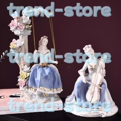 極美品★ 陶磁器 置物 西洋陶器 北欧磁石 陶器の人形 お姫様 陶器の人形 陶器の置物 洋風 置物 芸術品拍卖