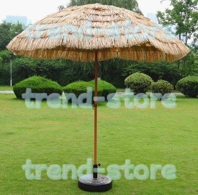 品質保証 ガーデンパラソル ストロー円形 ハワイアン 雨傘 サンシェード UV50+ 撥水 日焼け止め 傾斜傘 180x190cm拍卖
