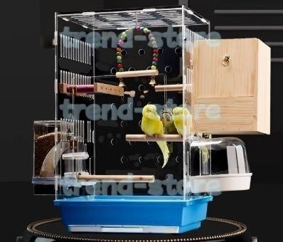激安価格 鳥かご 透明 鳥小屋 アクリル製 複数飼い 鑑賞用い セキセイインコ 小鳥 S1104拍卖