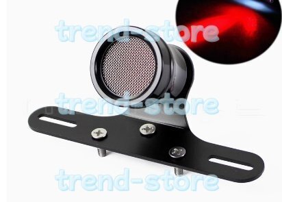 黒オートバイカスタムレトロ LED テールライトカフェレーサースクランメッシュグリル停止ブレーキランプ拍卖