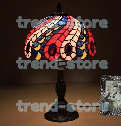 ステンドグラス ステンドランプ アンティーク テーブルスタンド レトロ ティファニー技法 室内装飾 照明拍卖