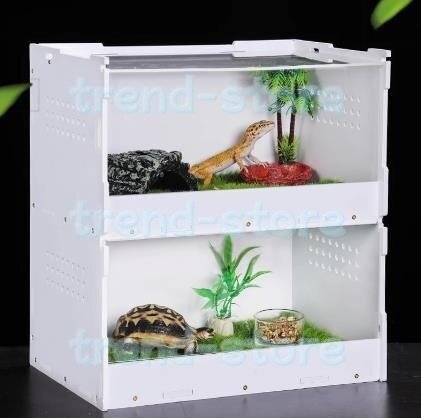 強くお勧め 爬虫類飼育ケース 2階たて 昆虫飼育ケージ 保温ケージ 亀カメ ヘビ 飼育ボックス お手入れ簡単 組立式 (40x30x37.5CM) F1513拍卖