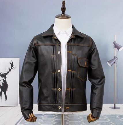 レザージャケット 上品 本革 牛革506 ライダースジャケット メンズファッション 革ジャン拍卖