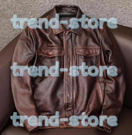 スタイル シンプルな大人の逸品 立ち襟■上質な牛革 本革 レザー ジャケット ライダース カジュアル 革ジャン拍卖