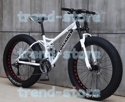 マウンテンバイク 26インチファットタイヤハードテイル、デュアルサスペンションフレームとサスペンションフォーク 3 spoke 7速拍卖
