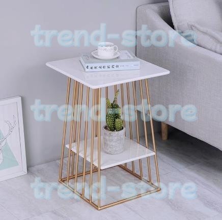 サイドテーブル 寝室 居間コーナーテーブル 大理石製正方形テーブル ベッドサイドテーブル ソファサイドシェルフ拍卖