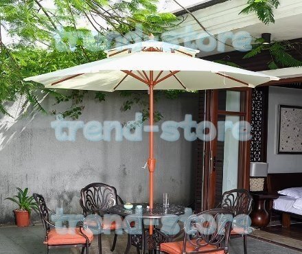 人気推薦 ガーデン パラソル ベージュサンシェードマーケットアンブレラ パラソルUV 50+ 木目調デザインのアルミポール 2.7m F929拍卖