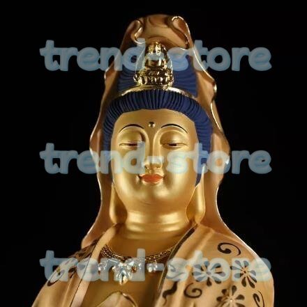 密教法具 寺院用仏具★ 仏像 音菩 音像立像 高档天然杜木雕 金泥格 音 木制雕刻 世音菩 自在菩 除厄拍卖