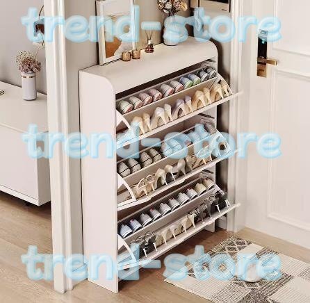 シューズラック 省スペース 下駄箱フリースタンディングシューズラック 玄関用シューズ収納ドア付きシューズキャビネット60*17cm拍卖