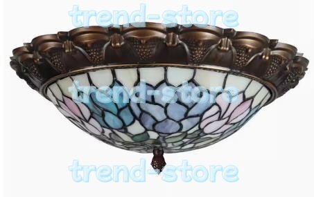 極美品★別荘ステンドランプ シーリングライト ステンドグラス アンティーク 花柄レトロな雰囲気がおしゃれ ティファニー技法拍卖
